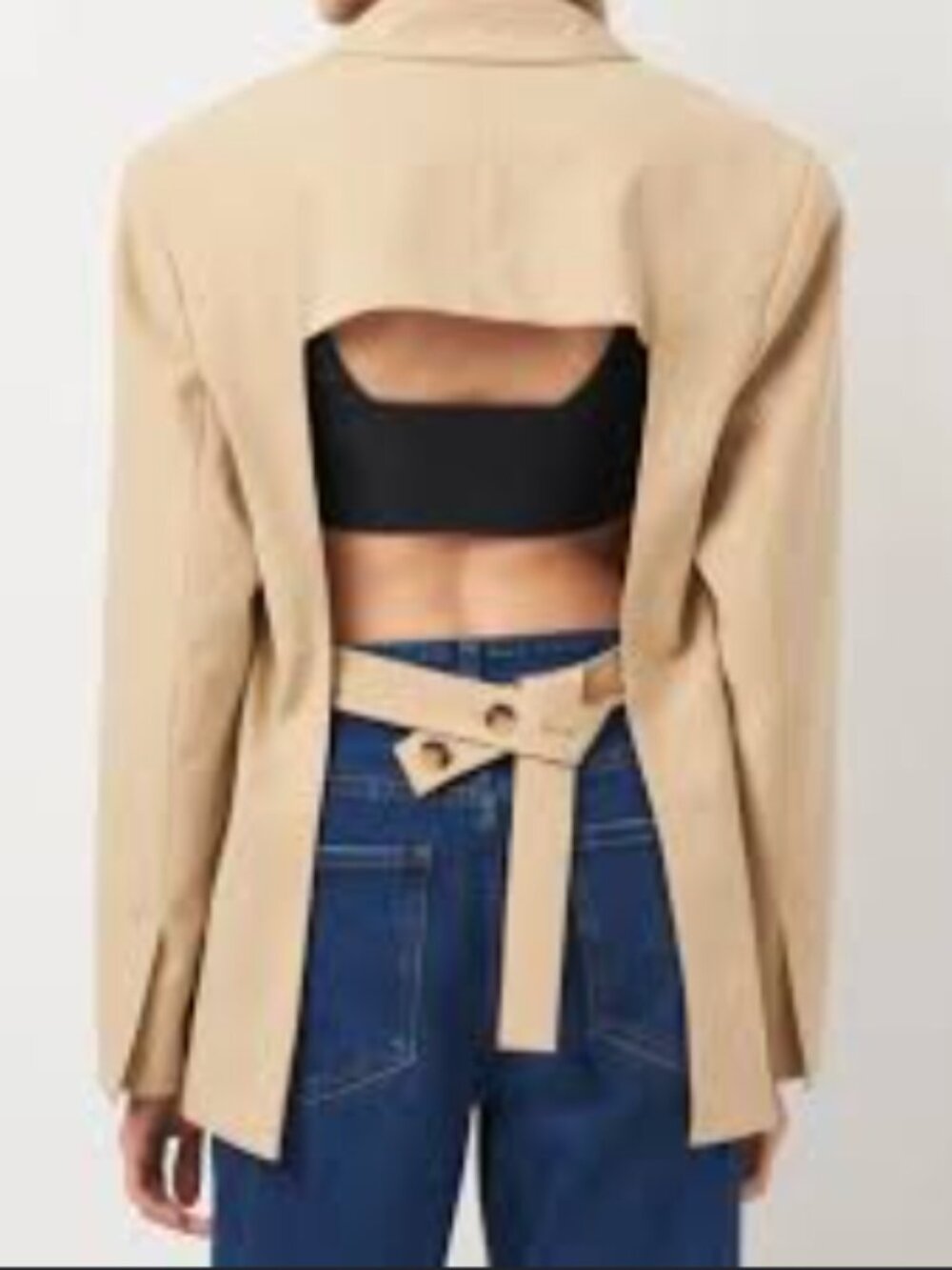 NWT Zara Tan Blazer with Open Peek-a-boo back size XL - Picture 4 of 7